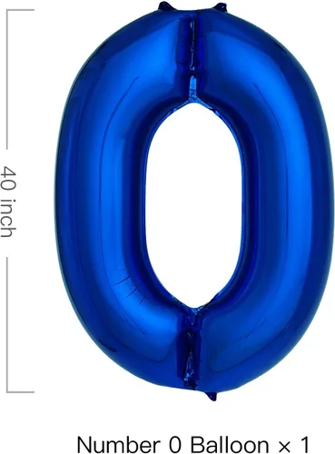 Vista 2 de Globos azul marino con el número 0 de 40 pulgadas, globos grandes de papel de aluminio de helio para fiesta de cumpleaños, decoraciones