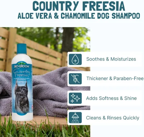Vista 2 de Bio-Groom Country Freesia - Champú para perros con aroma natural, aloe vera, manzanilla, suministros de baño para gatos y perros, lavado