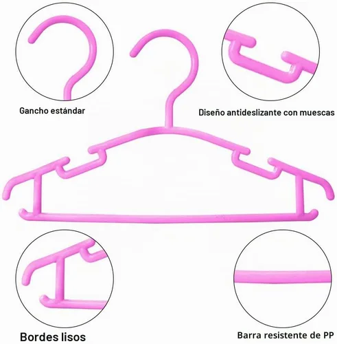 Vista 3 de GoodtoU Perchas para bebé, paquete de 100 perchas para ropa de bebé para armario, perchas de plástico antideslizantes para niños, ahorran espacio