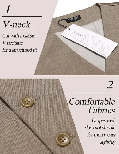 Vista 4 de Coofandy chaleco para traje o esmoquin con 5 botones, para hombre.