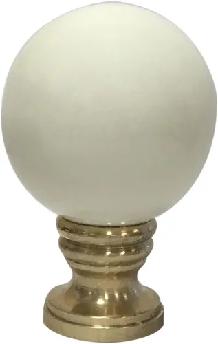 Vista 5 de Royal Designs Esfera de cerámica de 1.75 pulgadas para pantalla de lámpara, blanco, base de latón pulido
