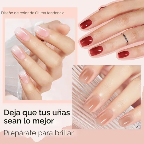 Vista 2 de Modelones Esmalte de Uñas en Gel de 6 Colores, Set de Esmaltes de Uñas en Gel Sheer Nude Mini, Esmaltes de Uñas en Gel Natural de Colores Rojo