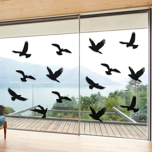 Vista 7 de Boao 20 calcomanías anticolisión para ventanas con forma de pájaro, calcomanías de ventana con forma de pájaro, adhesivos para personas y pájaros