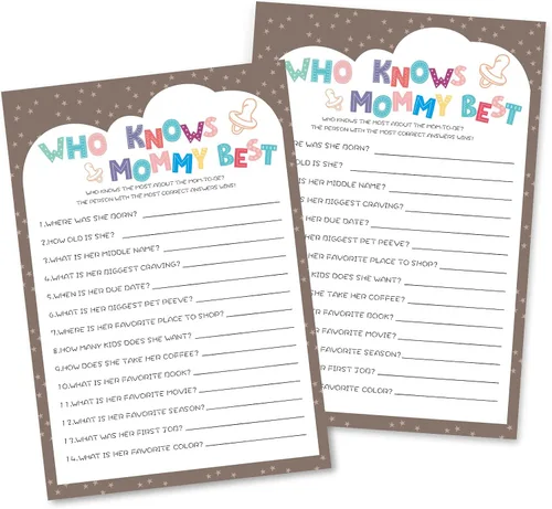 Vista 11 de OLOUTAB Juegos de Baby Shower para Niño o Niña - Juego de Vientre de Cerveza o Barriga de Bebé (50 Tarjetas), De Género Neutral, Papel Grueso