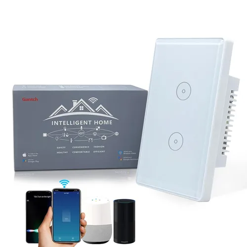 Vista 10 de Interruptor de pared táctil inteligente WiFi funciona con Alexa y Google Home requiere cable neutro, no requiere puerta de enlace. Conéctate a