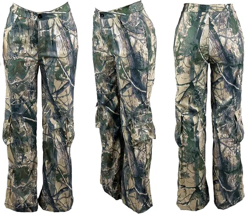 Vista 5 de Vakkest Pantalones cargo de camuflaje de gran tamaño para mujer, pantalones deportivos de entrenamiento, camuflaje militar, fatiga con bolsillos