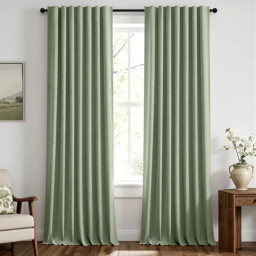 Vista 42 de MIULEE Cortinas de lino 100% opacas para dormitorio, marfil sólido, decoración de lujo, aislamiento térmico, cortinas oscurecedoras para sala