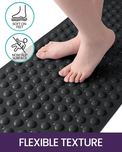 Vista 3 de DEXI Alfombrilla de Tina Antideslizante 16x35, Alfombrillas de Ducha para Baño y Tina, Alfombrilla de Baño Ovalada Lavable con Ventosas y Orificios