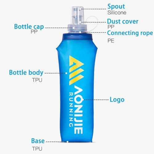 Vista 6 de AWKSPORTS Handheld Soft Water Bottle Collapsible for Running, Hand Strap Hydration Pack with 450ml Handheld Soft Flask Water Bottle (A1#Black)