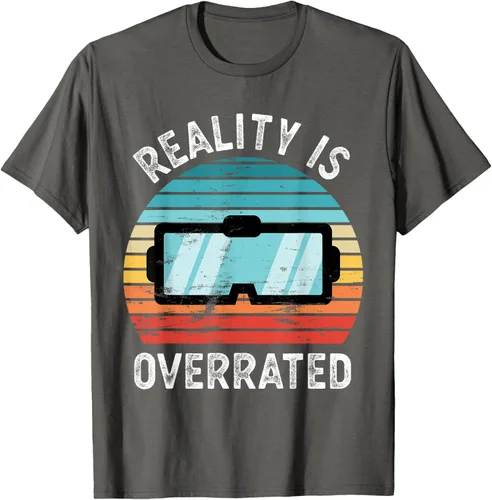 Vista 36 de Reality is Overrated VR - Camiseta divertida de regalo de realidad virtual, Negro, S