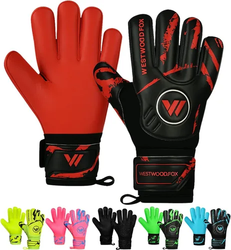 Vista 11 de WESTWOOD FOX Guantes de portero Guantes de portero de fútbol con protección para los dedos para niños, jóvenes, adultos, agarre pesado en la palma