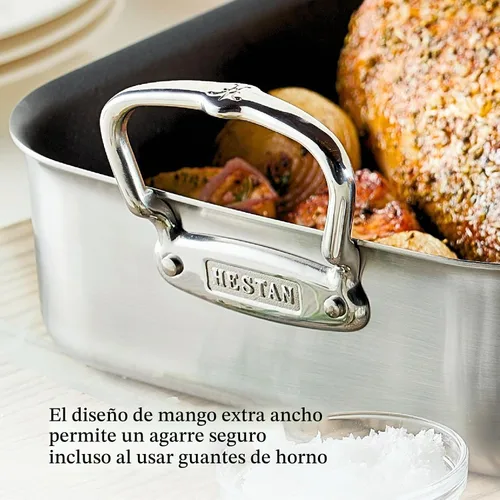 Vista 4 de Hestan Provisiones: sartén antiadherente con revestimiento clásico de 14.5 pulgadas con estante de acero inoxidable