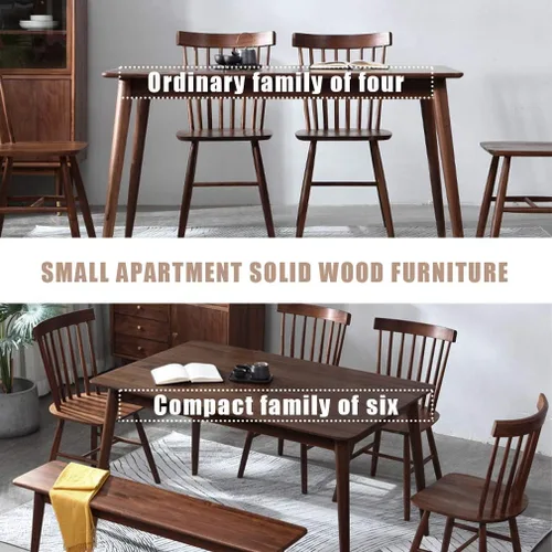 Vista 8 de Mesa de comedor, mesa de cocina, mesa de comedor, mesa de cocina pequeña para espacios pequeños, mesa moderna para el hogar, mesa rectangular Marrón