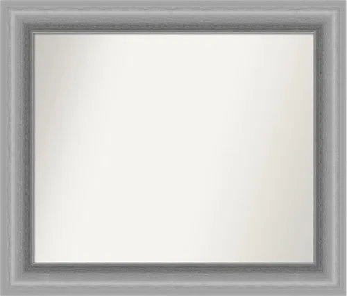 Vista 360 de Amanti Art Espejo de baño plateado para sobre fregadero, 26 x 26 pulgadas, espejo cuadrado de níquel pulido, marco de madera tradicional mediano, se