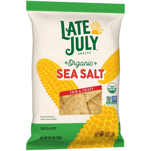Vista 7 de Late July Patatas de maíz con sal marina orgánica, bolsa de 10.1 Oz