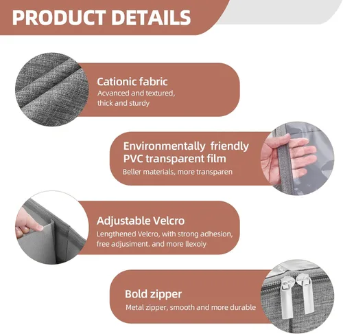 Vista 7 de Paquete de 2 cajas de almacenamiento de juguetes debajo de la cama, organizador de juguetes gris con tapa de PVC transparente, contenedores