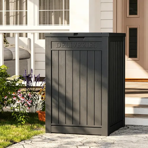 Vista 2 de 50 Gallon Package Delivery Box for Outside with Lockable Secure, Waterproof Black-new