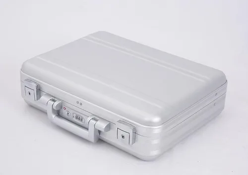 Vista 5 de urecimy Maletín de metal, caja de herramientas de aluminio, maletín para cuaderno, plateado