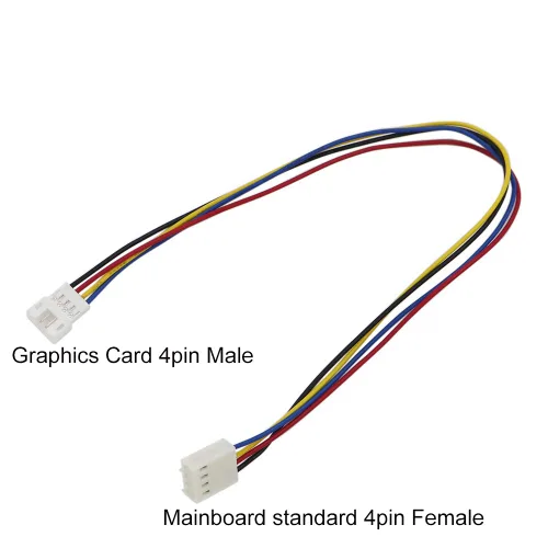 Vista 2 de Cable Adaptador de Ventilador PWM para GPU, Cable de Extensión de Energía de 4 pines Estándar de Placa Base a 4 pines Mini para GPU, Conector