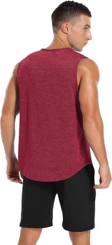 Vista 4 de Amussiar Paquete de 3 camisetas sin mangas de entrenamiento para hombre, camisetas de malla para gimnasio, ajuste seco, culturismo, fitness