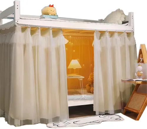 Vista 31 de Cortinas opacas para cama de privacidad con toldo grueso, mosquitero Mosquitera blanca 1aa