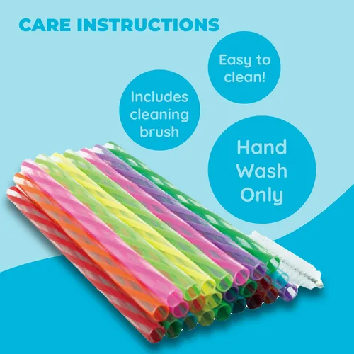 Vista 5 de Jacent Pajitas reutilizables de plástico para niños más cepillo de limpieza, 6 pulgadas: 24 pajitas