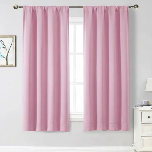 Vista 108 de Cortinas opacas para dormitorio, sala de estar, juego de 2 paneles de 54 pulgadas de largo, cortinas de oscurecimiento de habitación con aislamiento