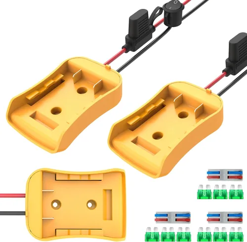 Vista 10 de Kzreect Paquete de 2 adaptadores para ruedas eléctricas compatibles con batería Dewalt 20V, kit convertidor con portafusibles, interruptor