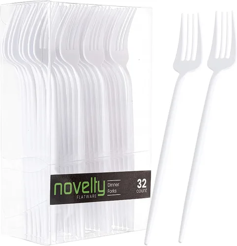 Vista 12 de Novedosos cubiertos modernos, cubiertos, cuchillos de plástico desechables de lujo, color blanco, 32
