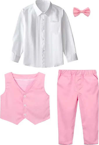 Vista 51 de A&J DESIGN Conjunto de traje de caballero para niños pequeños, 3 piezas, camisas, chaleco y pantalones