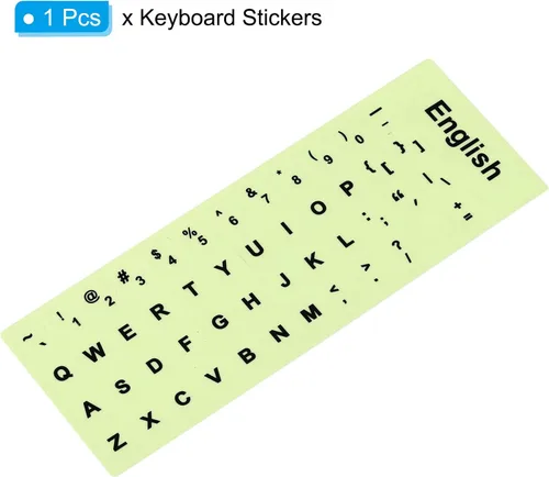 Vista 3 de PATIKIL Calcomanías inglesas para teclado que brillan en la oscuridad, cubierta universal luminosa de repuesto para computadora de escritorio
