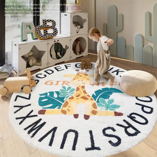 Vista 4 de LIULA ABC - Alfombra infantil de jirafa para sala de juegos, 3.3 pies, lavable, colorida, para cuarto de bebé, ultra suave, antideslizante, alfombra