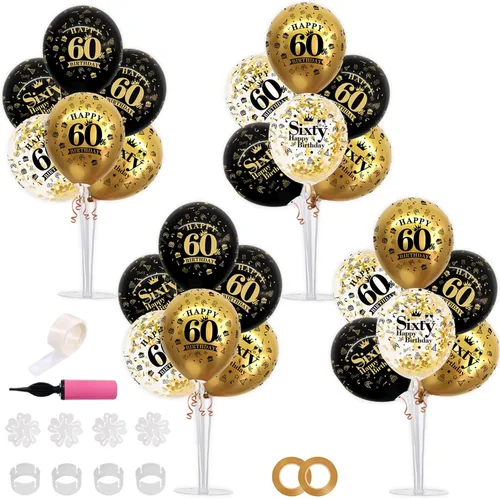 Vista 23 de TONIFUL Juego de 6 centros de mesa de globos de color azul marino y plateado para mesa, kit de arco de globos para decoraciones de graduación 2026
