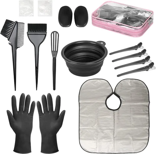 Vista 9 de ROOHUA Kit de tinte para el cabello de 8 piezas con cepillo, herramientas Negro