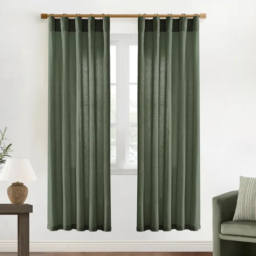 Vista 45 de XTMYI - Cortinas transparentes de 54 pulgadas de largo, juego de 2 paneles para baño, cortinas cortas de lino y algodón con semi privacidad