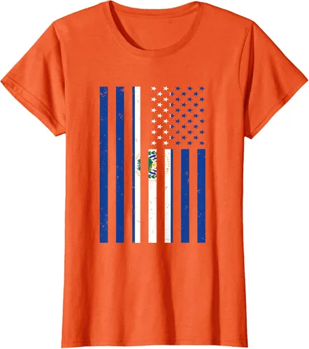Vista 44 de El Salvador Shirt - El Salvador USA America Flag Men Women T-Shirt