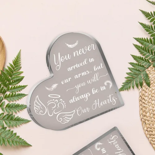 Vista 3 de Regalos de aborto espontáneo para madres, pisapapeles de corazón acrílico como recuerdo, regalo de condolencia por pérdida infantil, memorial por