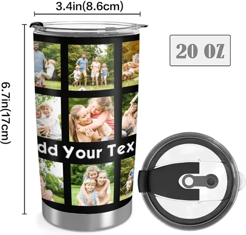 Vista 4 de Taza personalizada con foto y texto para hombres y mujeres, regalo para papá, mamá, familias y amigos, taza de viaje con foto e imagen