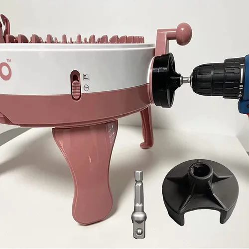 Vista 4 de Adaptadores de máquina de tejer, adaptador de corriente de punto rápido con broca de acero hexagonal, adaptador de manivela para máquina de tejer