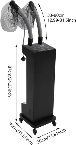 Vista 9 de DNYSYSJ Secador de pelo con capucha, soporte profesional para secador de pelo con 5 modos y temporizador ajustable, capó de salón con capucha y Negro