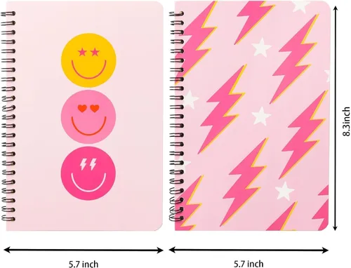 Vista 2 de L1rabe 2 cuadernos de espiral A5 preppy para adolescentes y niñas de regreso a la escuela, diario Y2K de tapa dura para estudiantes universitarios