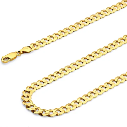 Vista 14 de Wellingsale Cadenas de eslabones cubanos de oro macizo de 14 quilates (opciones de selección)