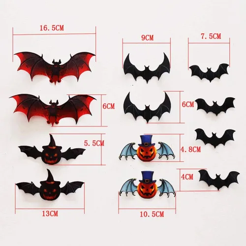 Vista 5 de 12 calcomanías de pared extraíbles para decoración mural 3D, calcomanías de murciélago para ventana de Halloween, vinilo decorativo para decoración