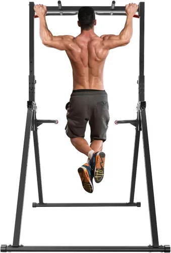 Vista 8 de Estación de inmersión plegable con barra de dominadas, 440.9 lbs/440.92 libras, estación de barra de dominadas triangular ajustable