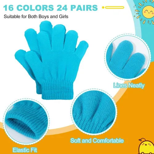 Vista 3 de 48 guantes de punto para niños, guantes elásticos para niños pequeños, guantes de invierno para niños, guantes de dedo para niños y niñas