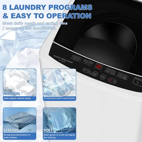 Vista 3 de Lavadora portátil de 15 libras, lavadora y secadora automática completa de 1.9 pies cúbicos con 8 programas de lavado, lavadora compacta