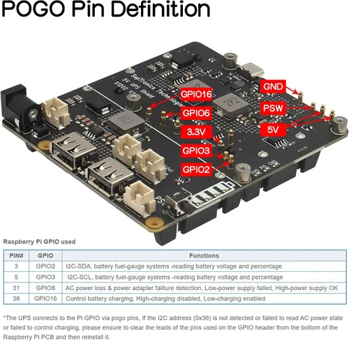 Vista 9 de Geekworm X1202 - Placa de expansión UPS de 5 V para Raspberry Pi 5, entrada ancha de 6-18 V Max 5.1V 5A Output, Power Management, Auto Power On
