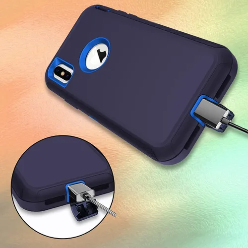 Vista 5 de I-HONVA Funda para iPhone Xs Max, a prueba de golpes, a prueba de polvo y caídas, 3 capas de protección de cuerpo completo