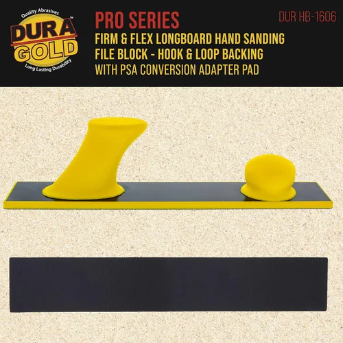 Vista 2 de Dura-Gold Pro Series Firm & Flex Longboard - Bloque de Lima de Lijado Manual, Respaldo de Velcro y Almohadilla Adaptadora PSA - Usar con Rollos