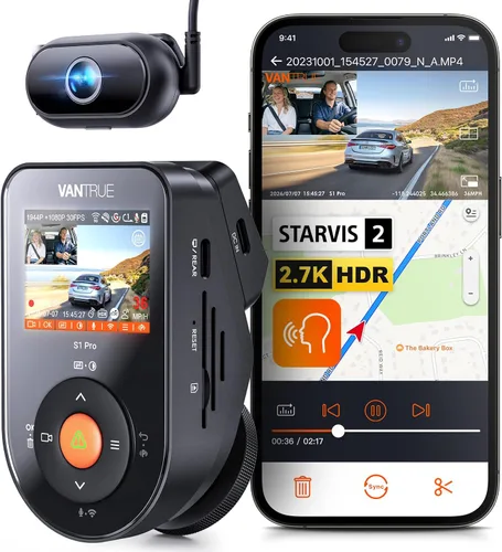 Vista 10 de Vantrue S1 Pro Dash Cam frontal STARVIS 2, mini cámara de tablero de 2.7 K para automóviles, ADAS, control de aplicaciones, WiFi GPS integrado